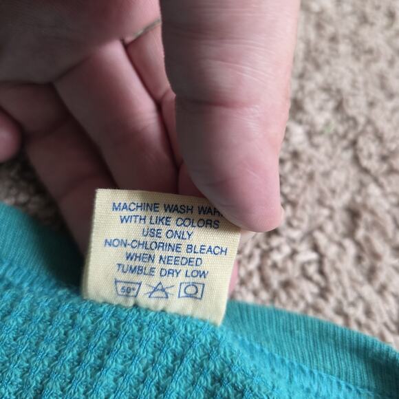 Vintage 90s Harley Davidson Teal Thermal Waffle Knit Top XL Flames Eagle 1993 - Picture 13 of 13